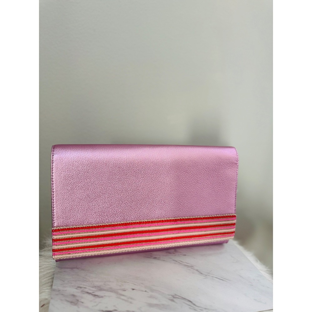 Hobo Farrow Leather Oversized‎ Clutch Bag, Pink Metallic, Party Bags, NWT